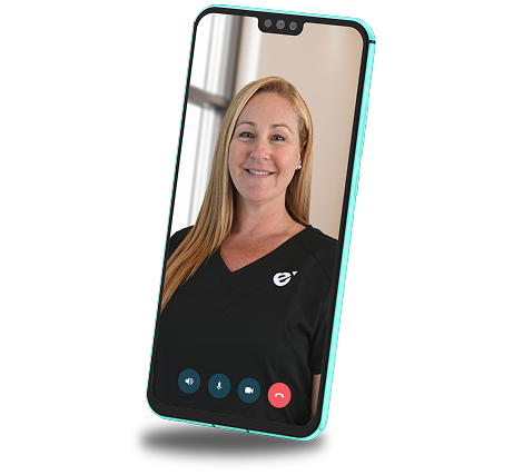 Happy provider speaking to patient over video chat
