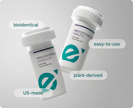 Two forms of Progesterone medication: Oral Capsules and Tablets.